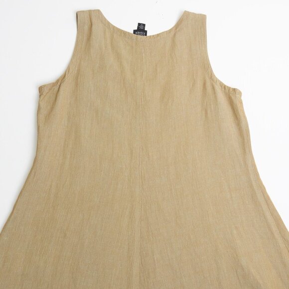 EILEEN FISHER Linen Blend Dress Midi Tank Sundress Pullover Khaki Lagenlook - Picture 5 of 11